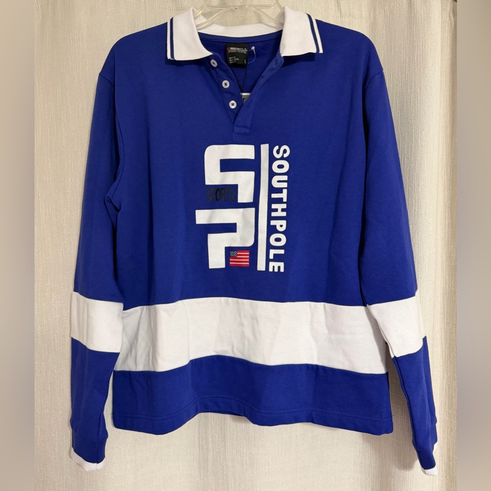 Southpole Deep Blue Polo with White Buttons